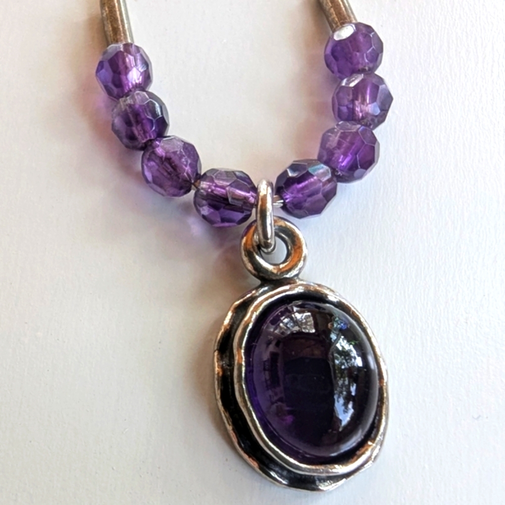 Silpada Sterling Silver Amethyst Cabochon Bezel Set Pendant/Necklace